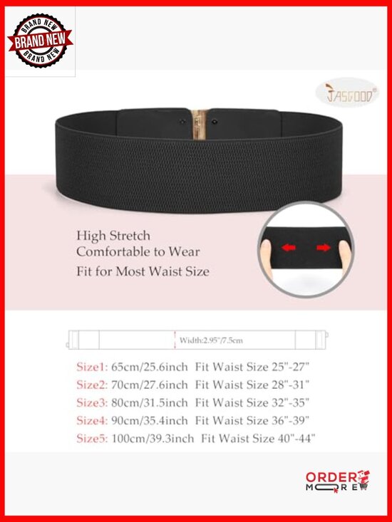 4 Pack Wide Elastic Stretch Belts for Women Dress Belt Adjustable main image 5